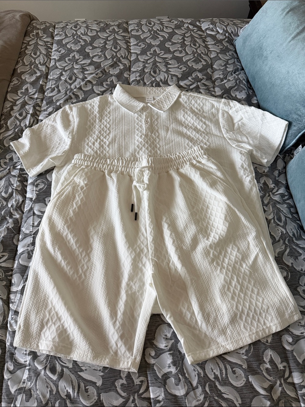 White Textured Knit Two-Piece Set